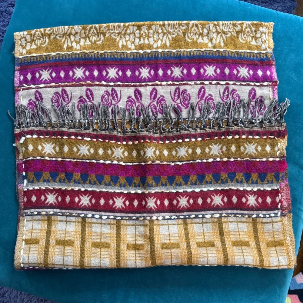 Sacred Threads 100% Rayon Woven Scarf Shawl Bohemian Floral Geometric‎ BOHO
